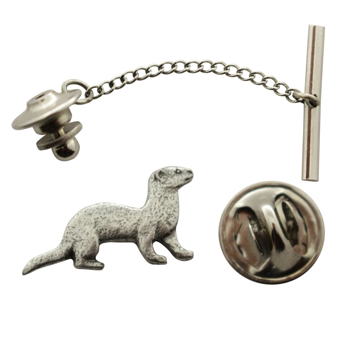 Ferret Tie Tack ~ Antiqued Pewter ~ Tie Tack or Pin ~ Sarah's Treats & Treasures